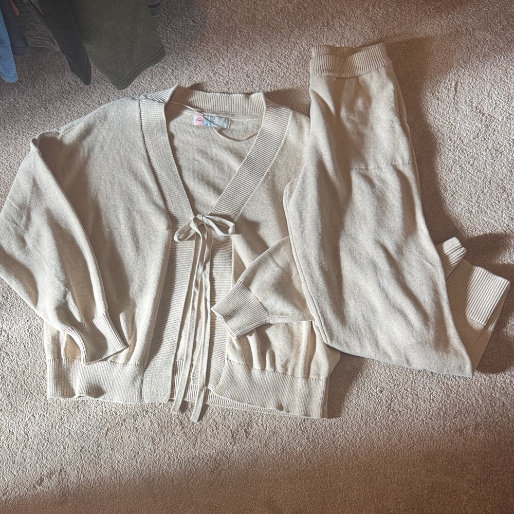 Free People Cream Solar Beach Knit Set